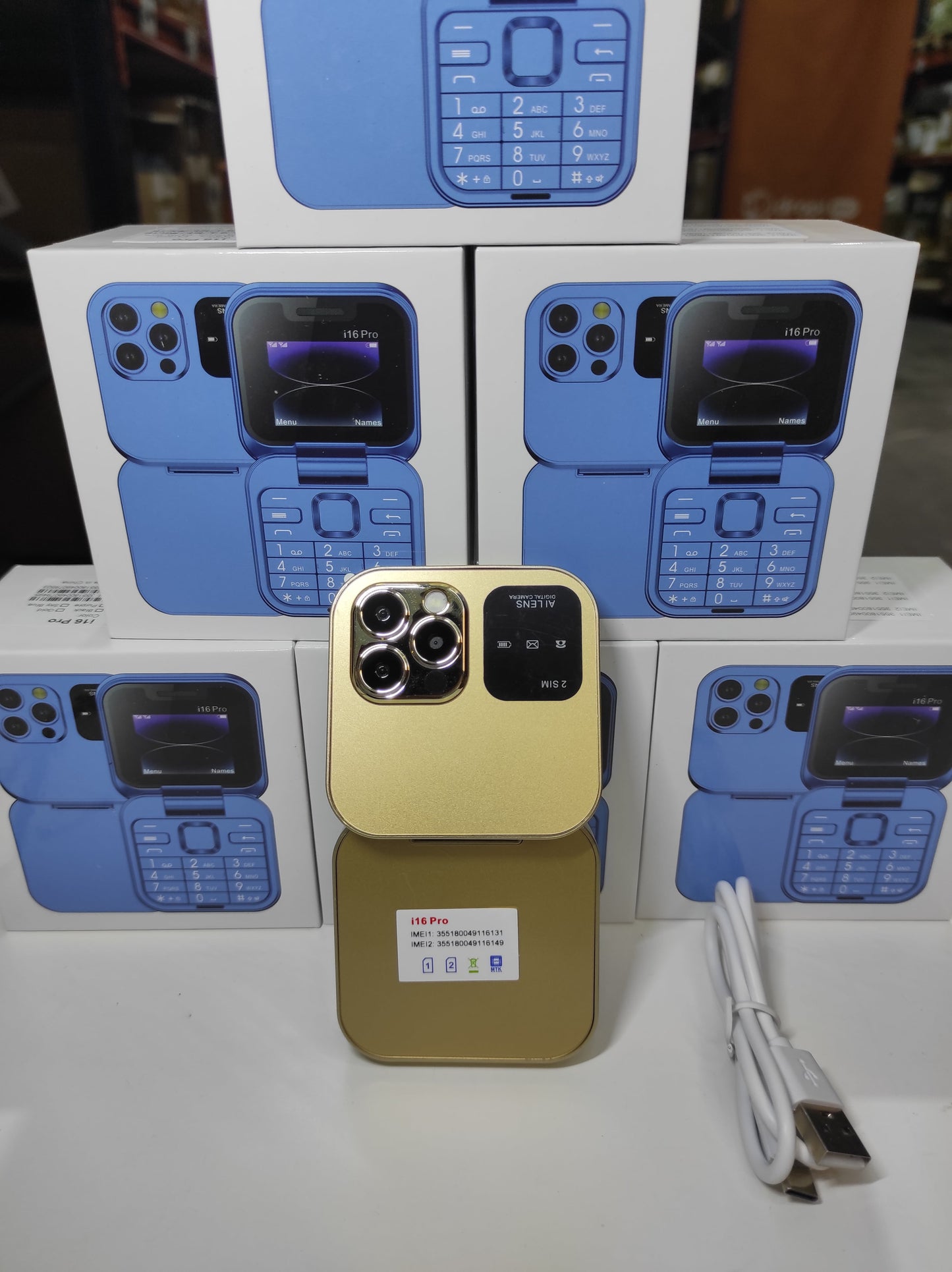Teléfono plegable con doble pantalla i16 Pro oro - additional image 7